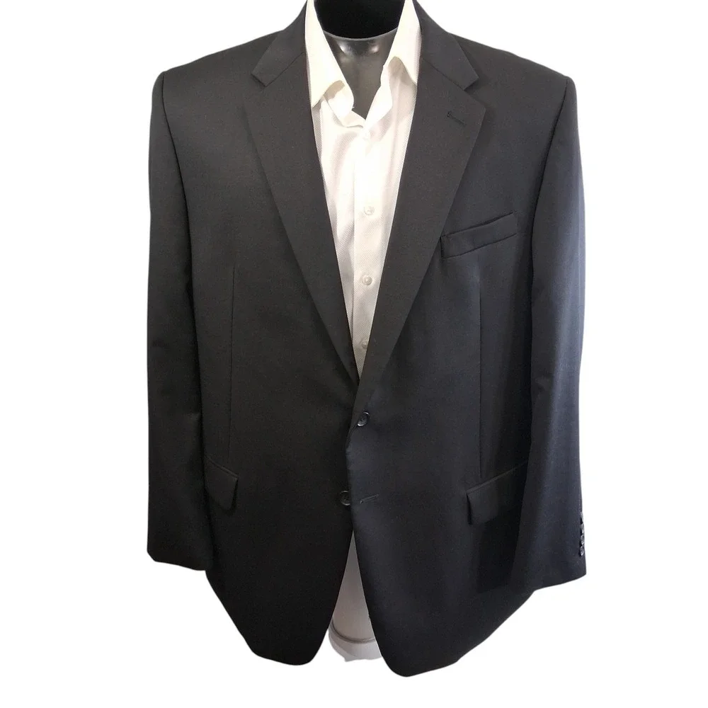 Pronto Uomo Mens Blazer 46‎ Regular Black Executive Fit 100% Wool Sport Coat